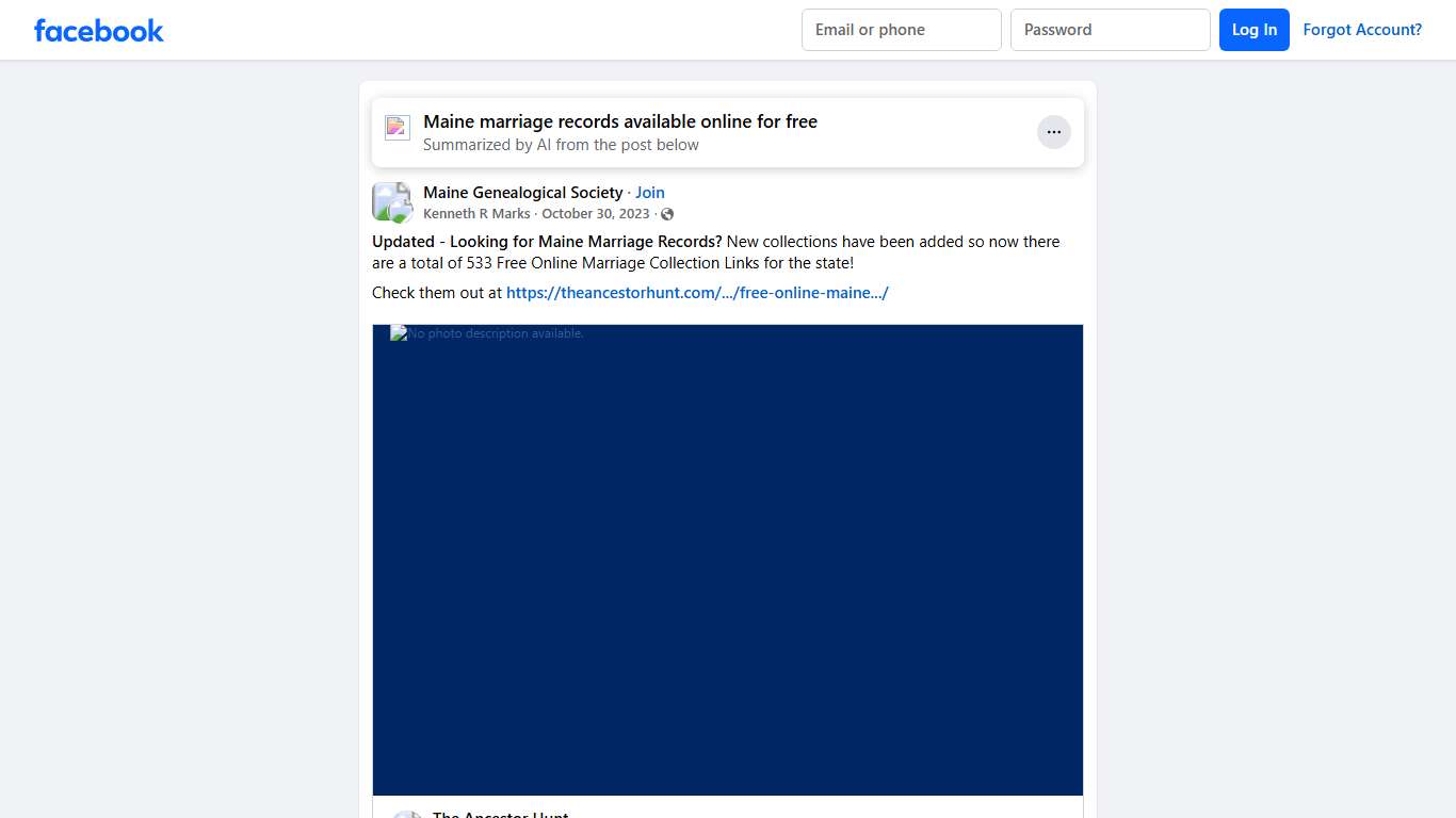 Maine Genealogical Society | **Updated - Looking for Maine Marriage Records | Facebook