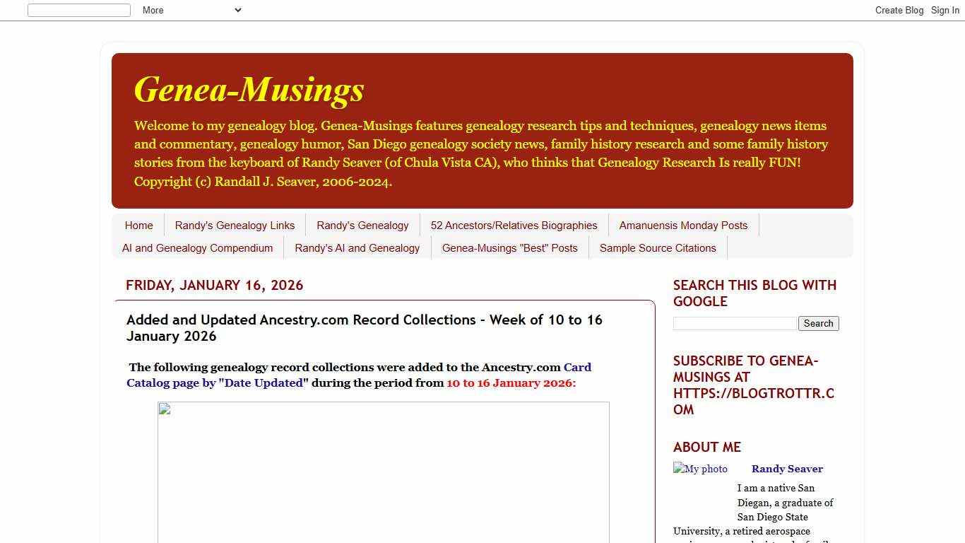 Genea-Musings: Added and Updated Ancestry.com Record Collections - Week of 10 to 16 January 2026